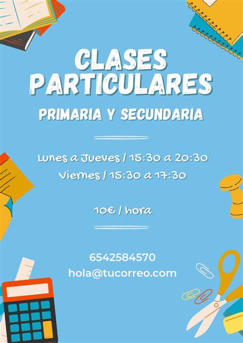 cartel clases particulares|Cartel de clases particulares editable